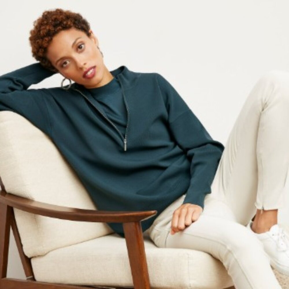 MMLafleur Jardigan Knit Athens Half Zip Deep Sea